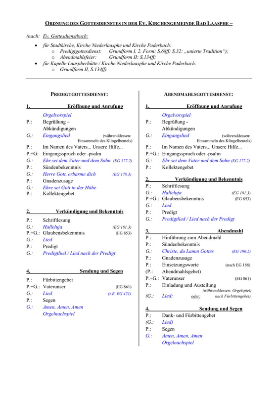 Liturgie auf Deutsch